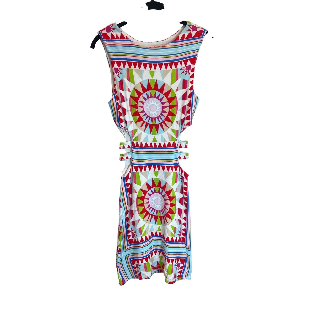 Mara Hoffman Swim Womens XS Geometric Sunburst Cut Out Mini Dress Multicolor